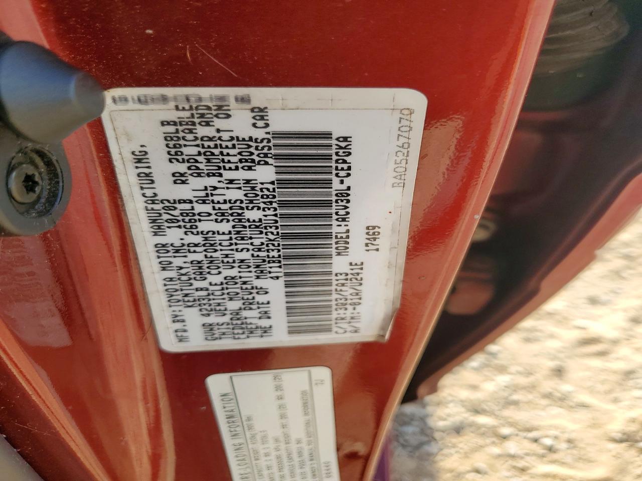 2003 Toyota Camry Xle Бордовый vin: 4T1BE32K23U134821
