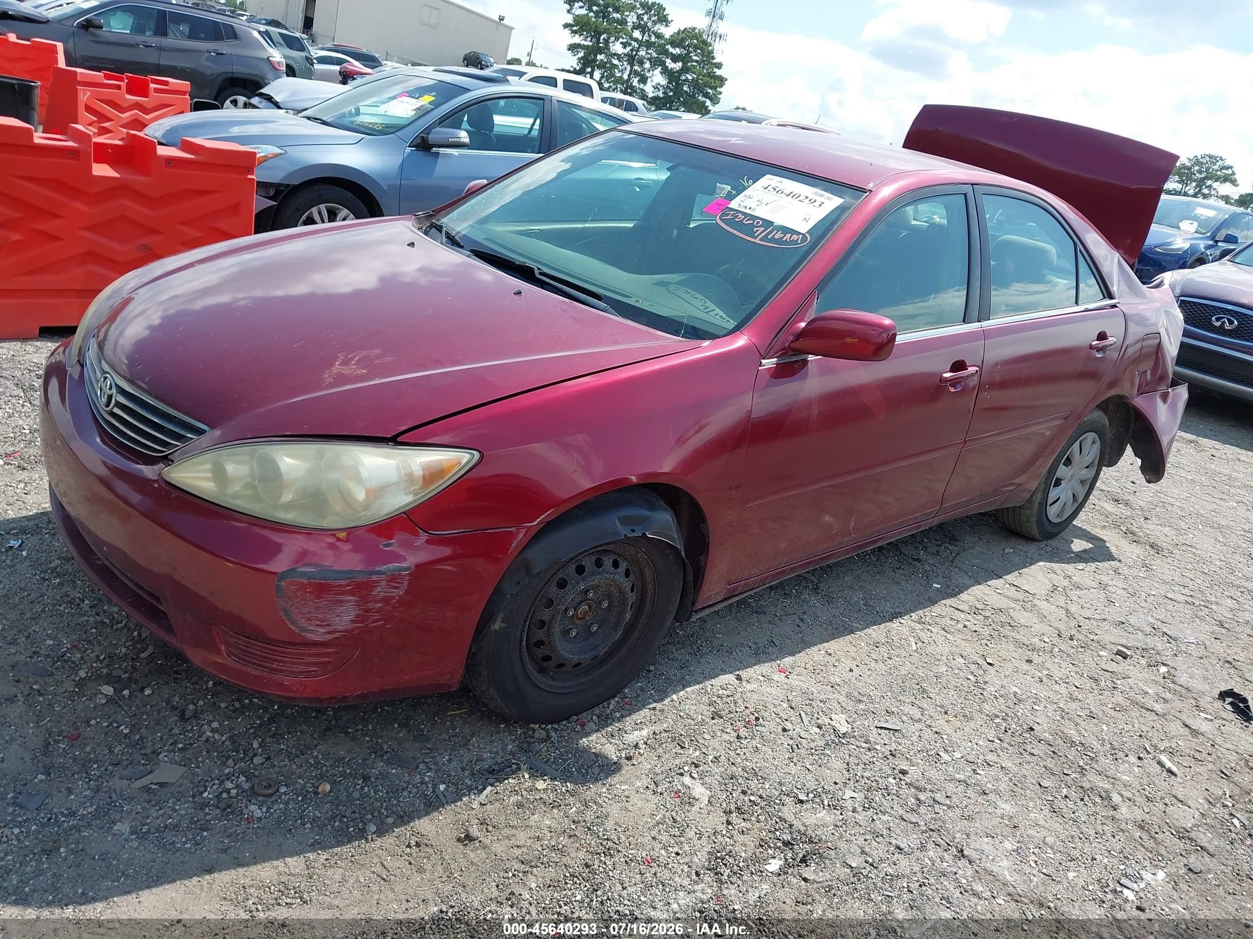 2005 Toyota Camry Le Burgundy vin: 4T1BE32K25U056768