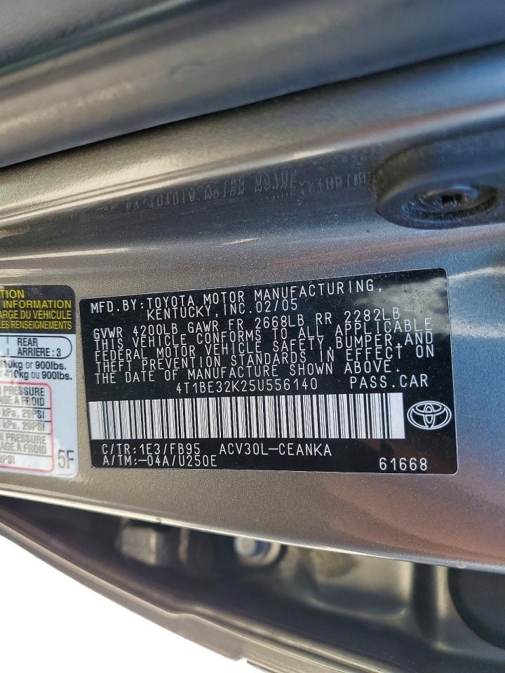 2005 Toyota Camry Le Gray vin: 4T1BE32K25U556140