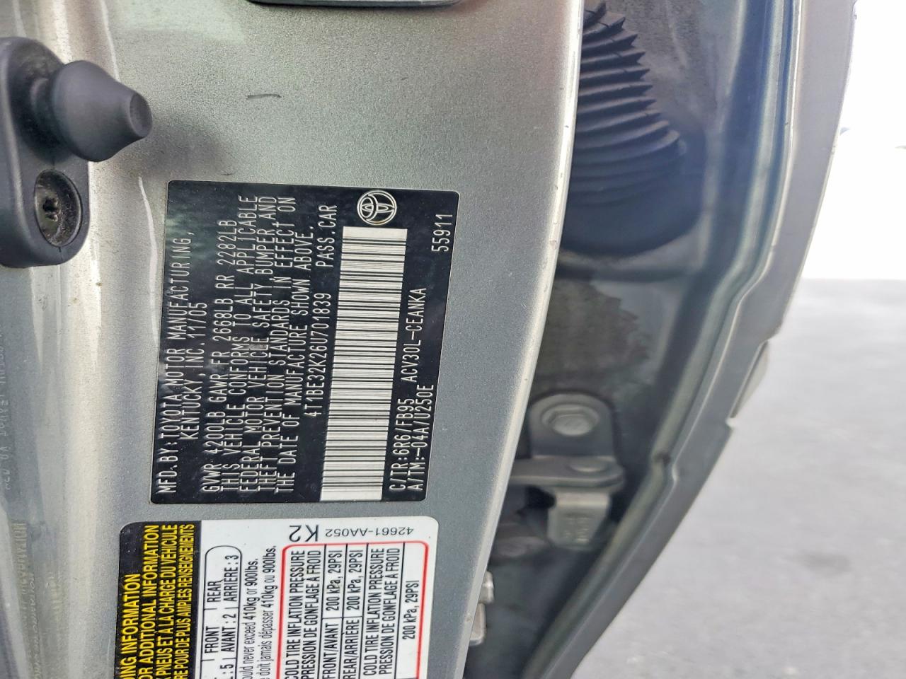 2006 Toyota Camry Le Серебряный vin: 4T1BE32K26U701839