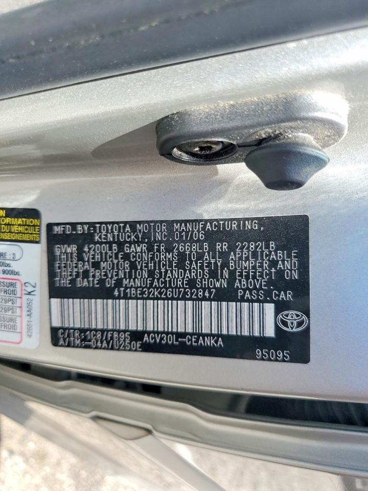 2006 Toyota Camry Le Silver vin: 4T1BE32K26U732847