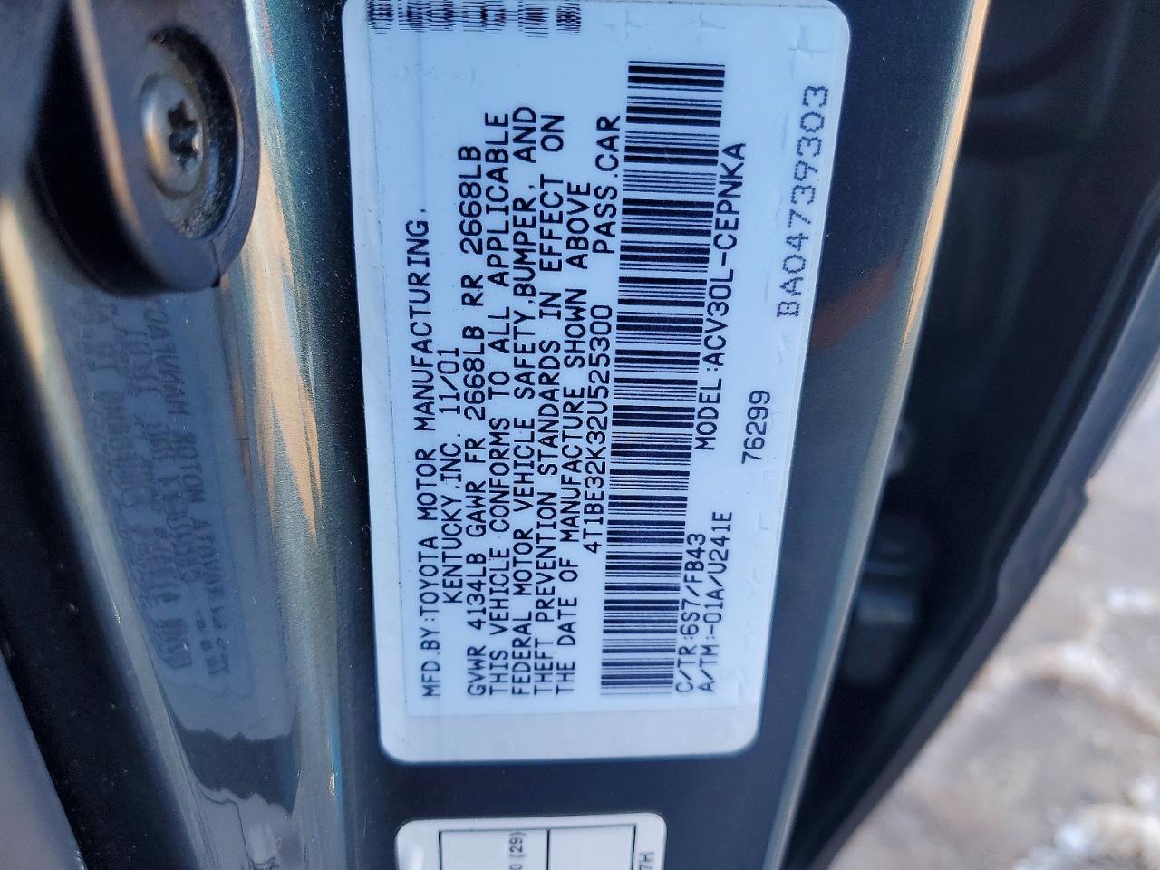 2002 Toyota Camry Le Green vin: 4T1BE32K32U525300