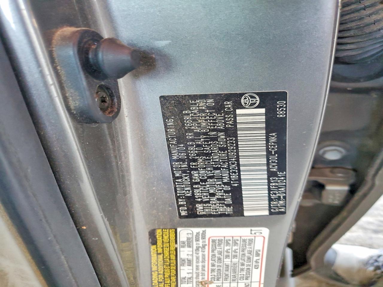 2004 Toyota Camry Standard Gray vin: 4T1BE32K34U929233