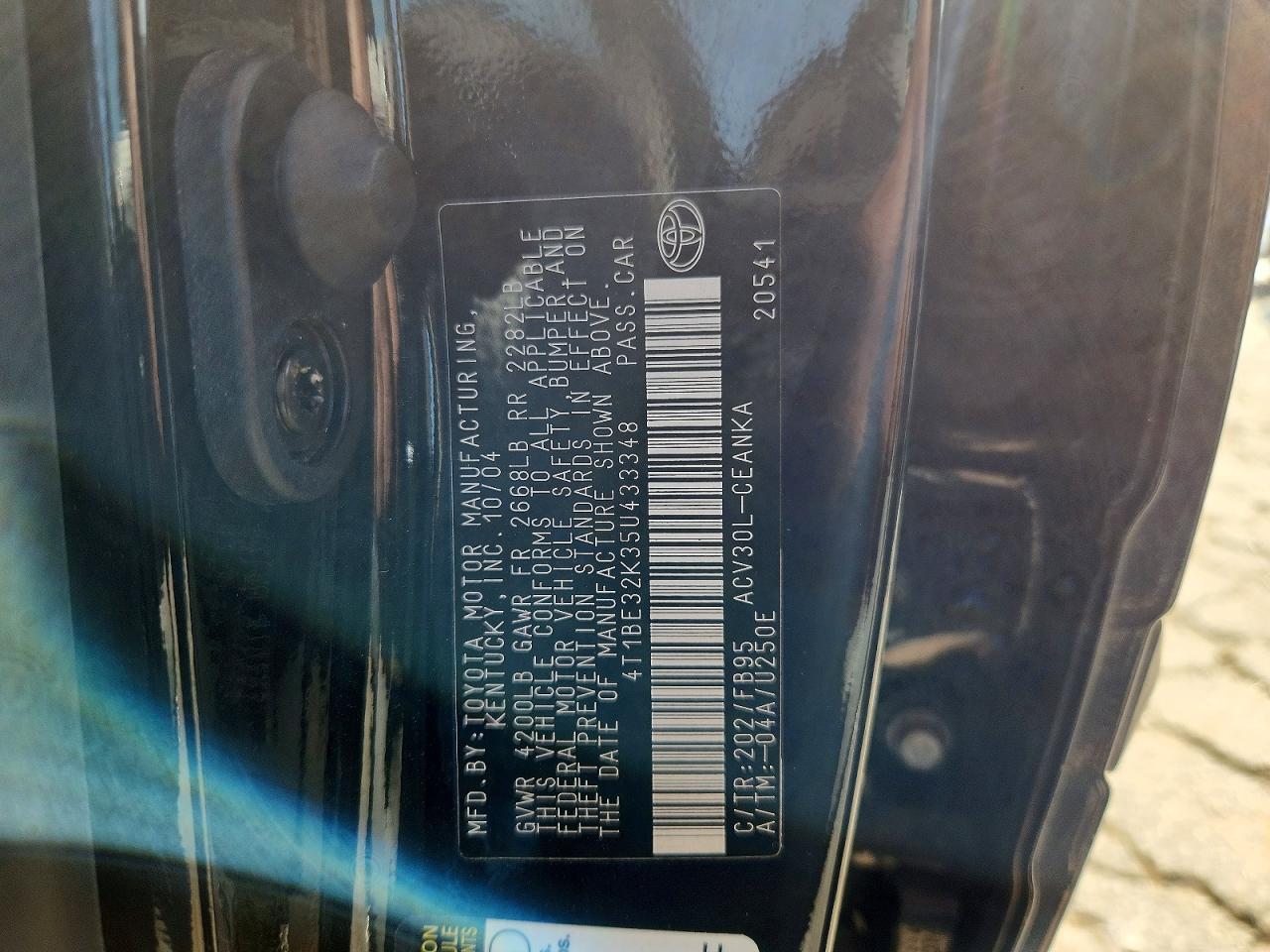 2005 Toyota Camry Le Black vin: 4T1BE32K35U433348