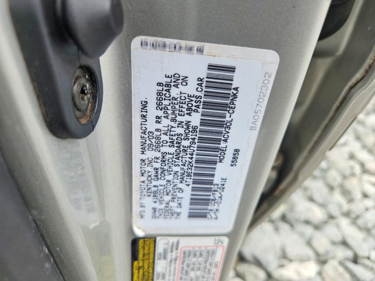 2004 Toyota Camry Le Серебряный vin: 4T1BE32K44U794196