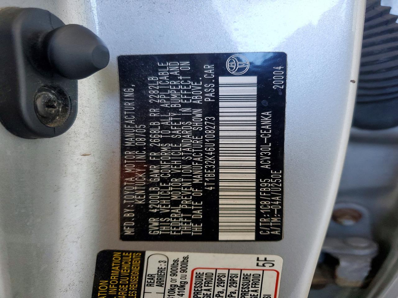 2006 Toyota Camry Le Gray vin: 4T1BE32K46U108273
