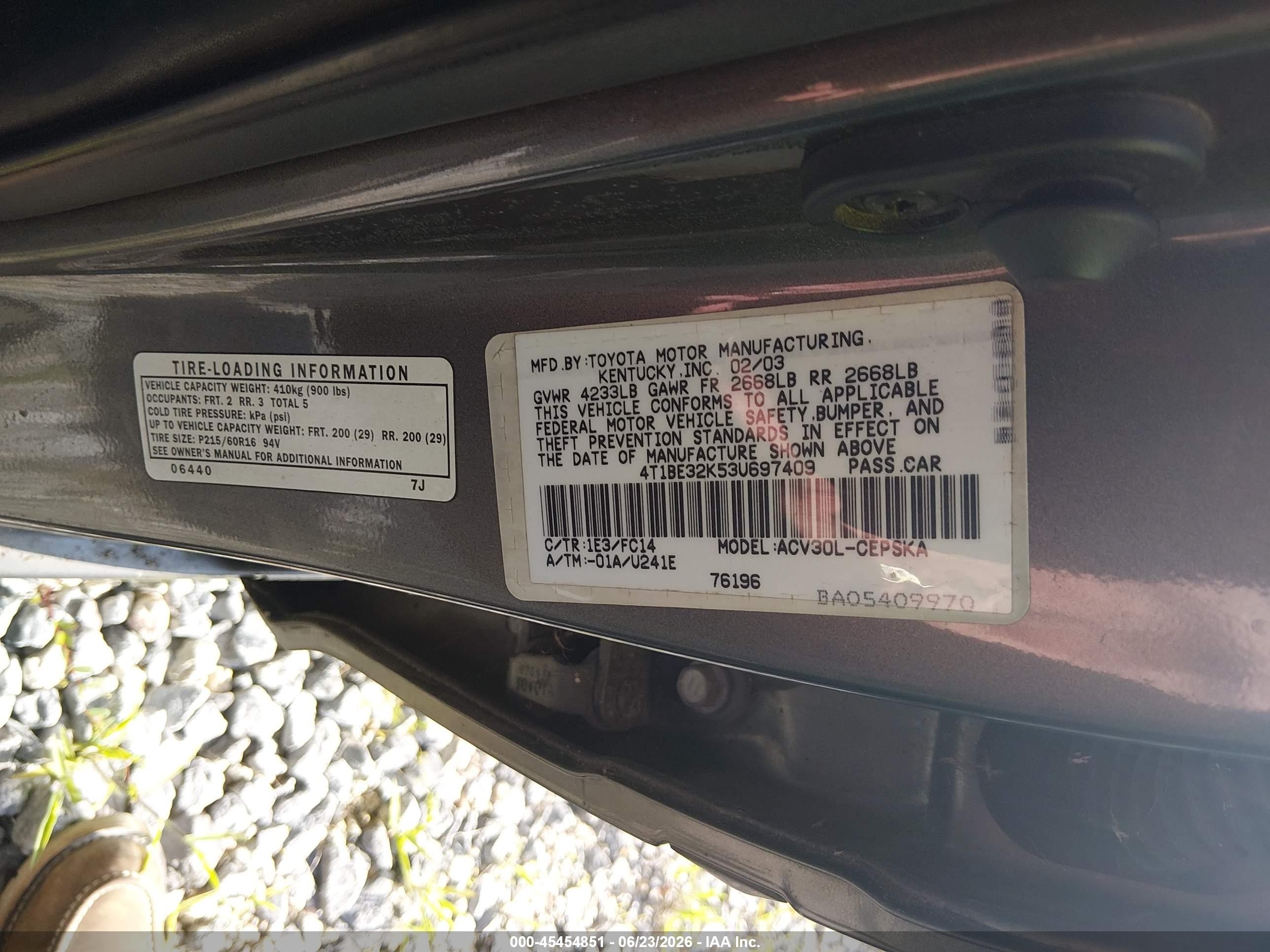 2003 Toyota Camry Se Gray vin: 4T1BE32K53U697409
