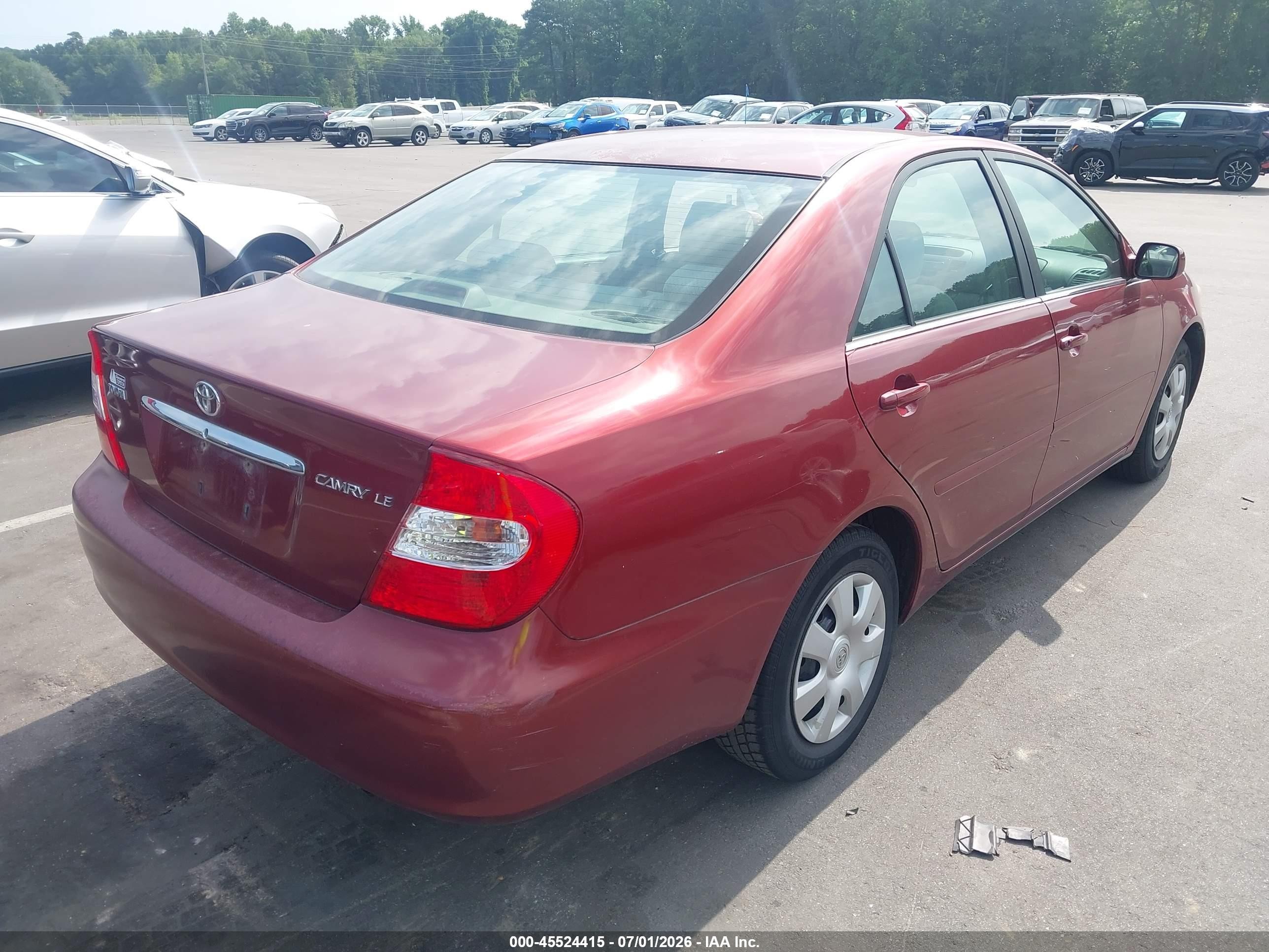 2004 Toyota Camry Le Бордовый vin: 4T1BE32K54U277358