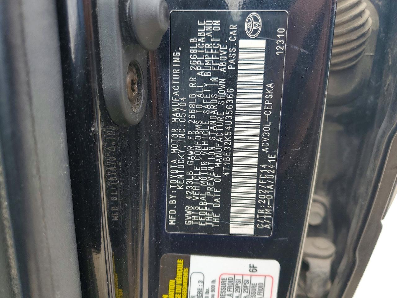 2004 Toyota Camry Se Black vin: 4T1BE32K54U356366