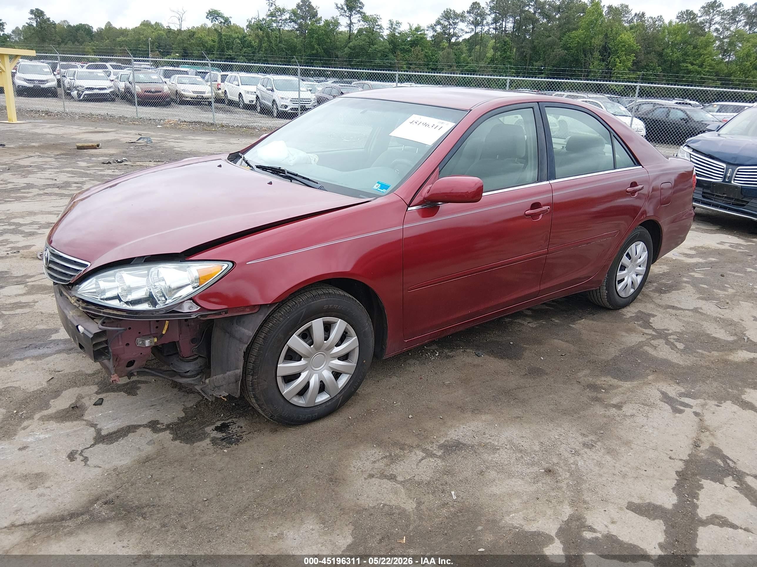 2005 Toyota Camry Le Burgundy vin: 4T1BE32K55U084600