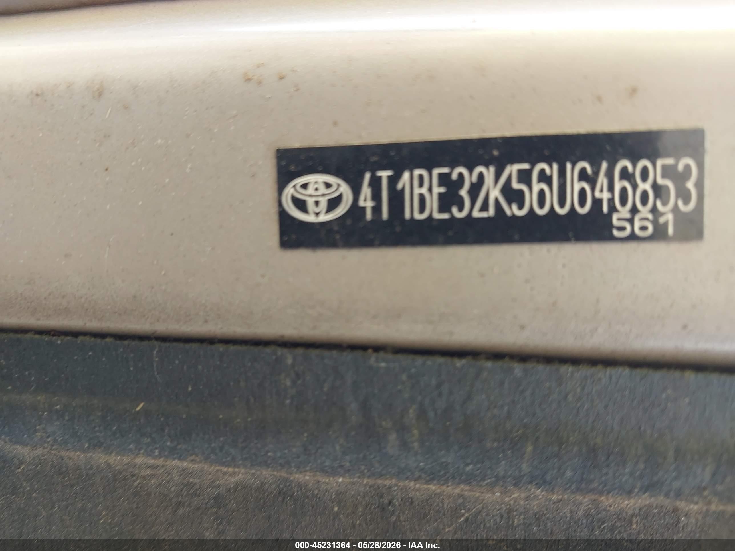 2006 Toyota Camry Std Beige vin: 4T1BE32K56U646853