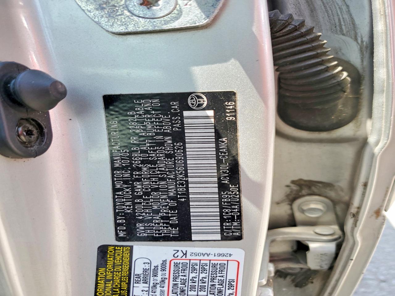 2006 Toyota Camry Silver vin: 4T1BE32K56U690626