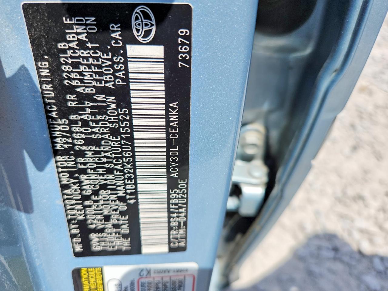 2006 Toyota Camry Le Бирюзовый vin: 4T1BE32K56U715525
