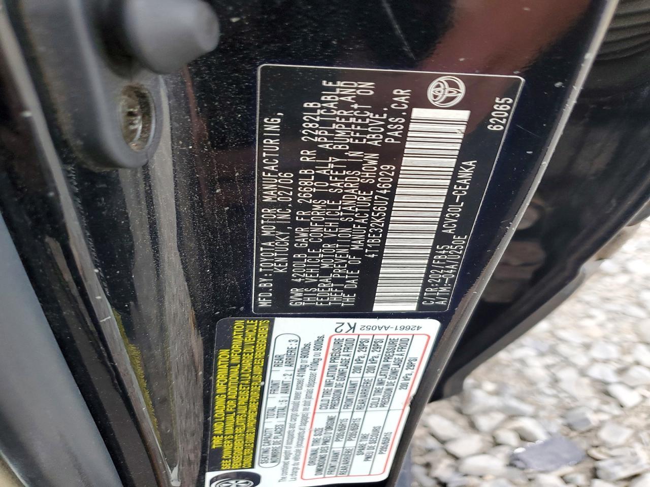 2006 Toyota Camry Le Black vin: 4T1BE32K56U746029