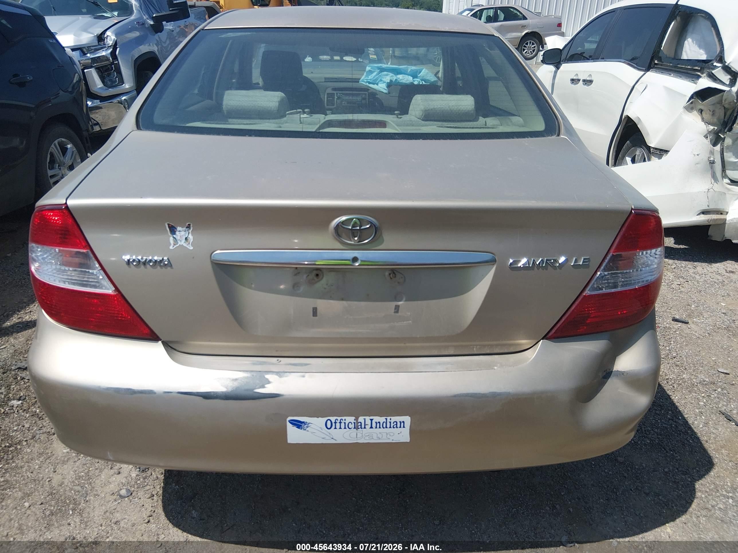 2002 Toyota Camry Le Beige vin: 4T1BE32K62U013692
