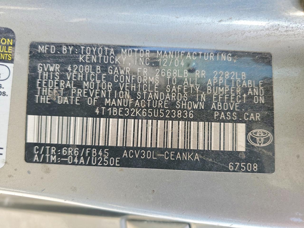 2005 Toyota Camry Le Silver vin: 4T1BE32K65U523836