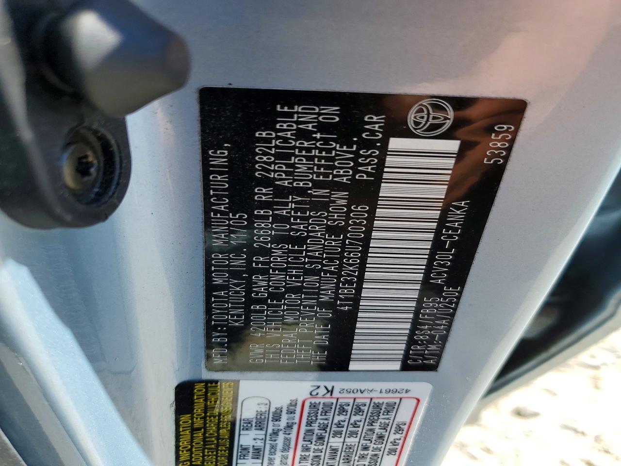 2006 Toyota Camry Le Синий vin: 4T1BE32K66U700306