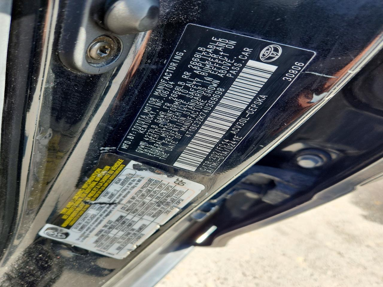 2004 Toyota Camry Se Черный vin: 4T1BE32K74U369698