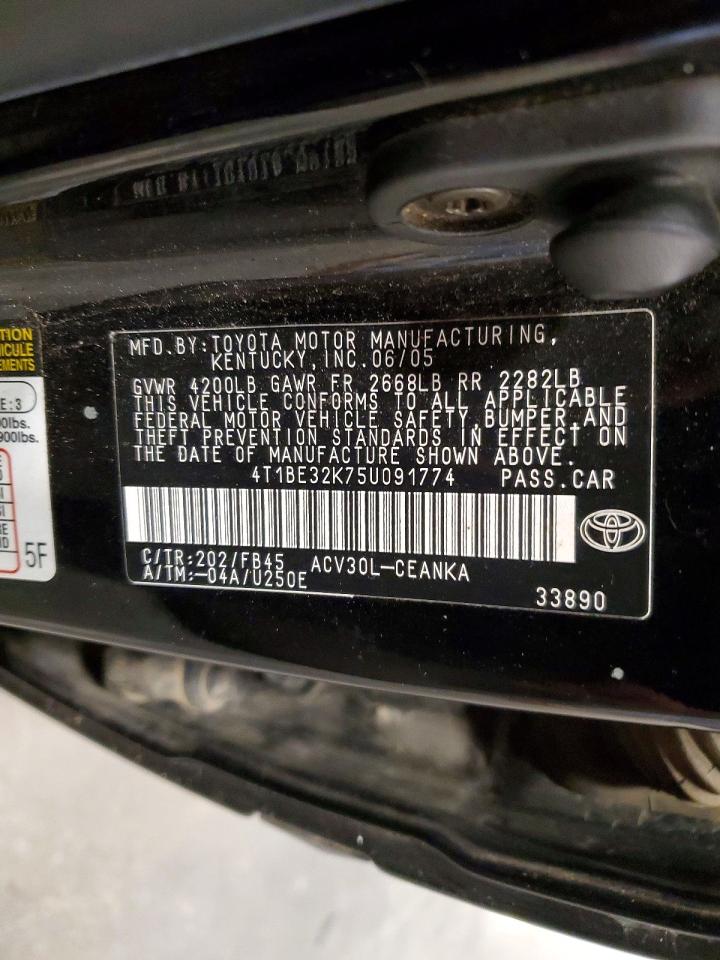 2005 Toyota Camry Le Black vin: 4T1BE32K75U091774