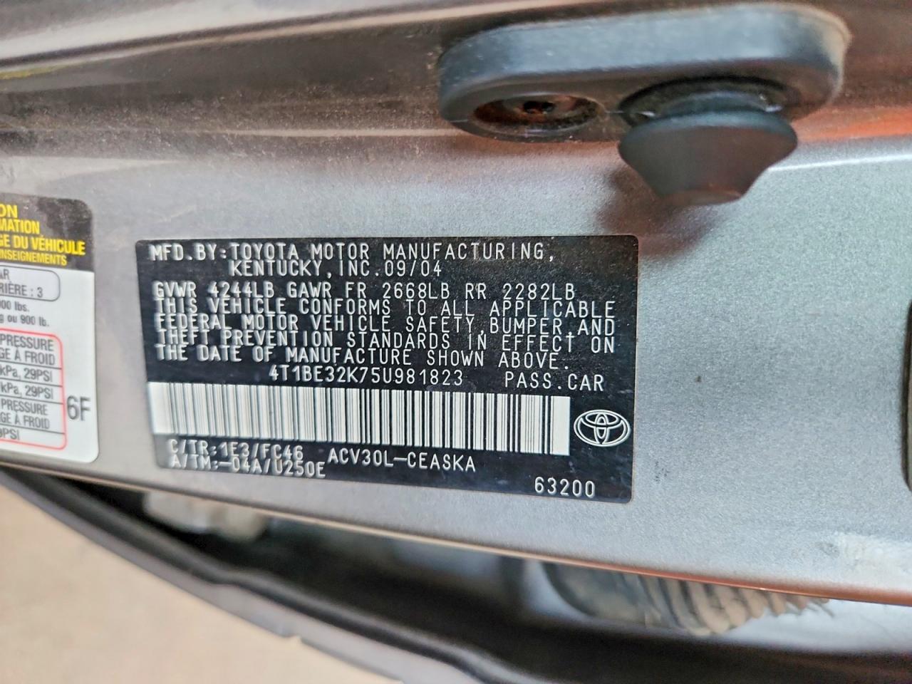 2005 Toyota Camry Se Gray vin: 4T1BE32K75U981823