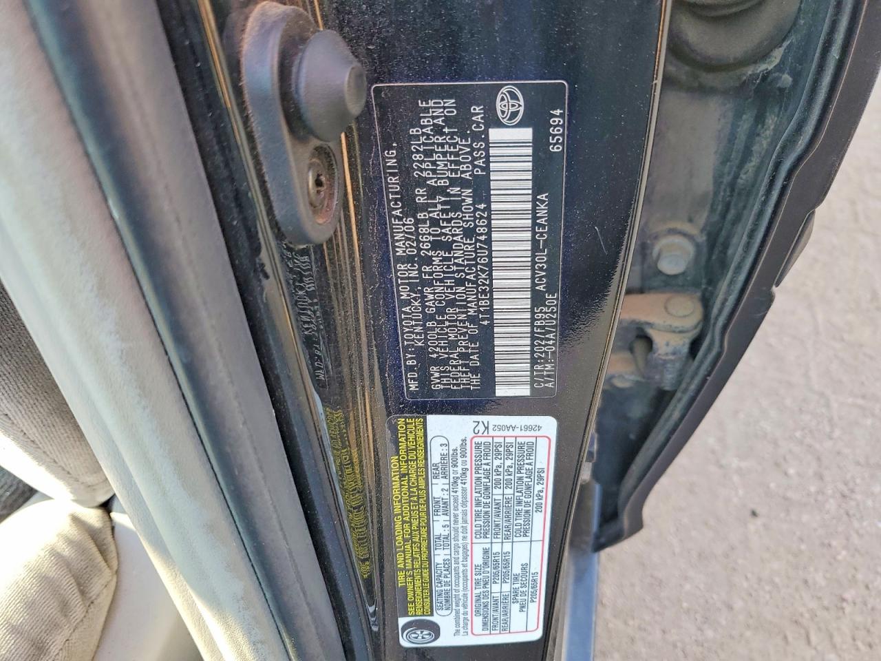 2006 Toyota Camry Le Black vin: 4T1BE32K76U748624