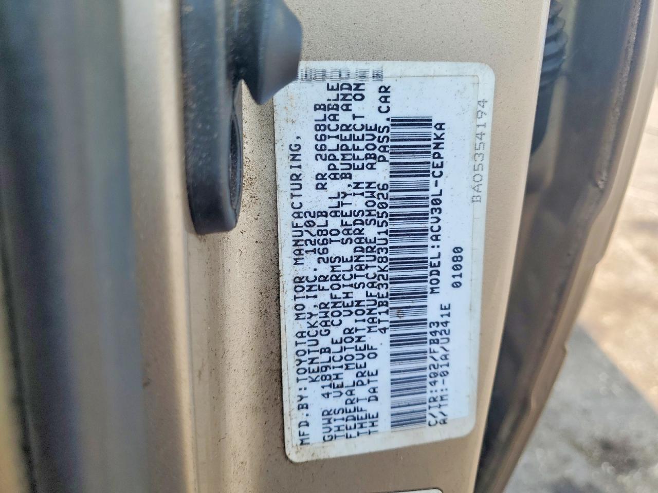 2003 Toyota Camry Le Beige vin: 4T1BE32K83U155026