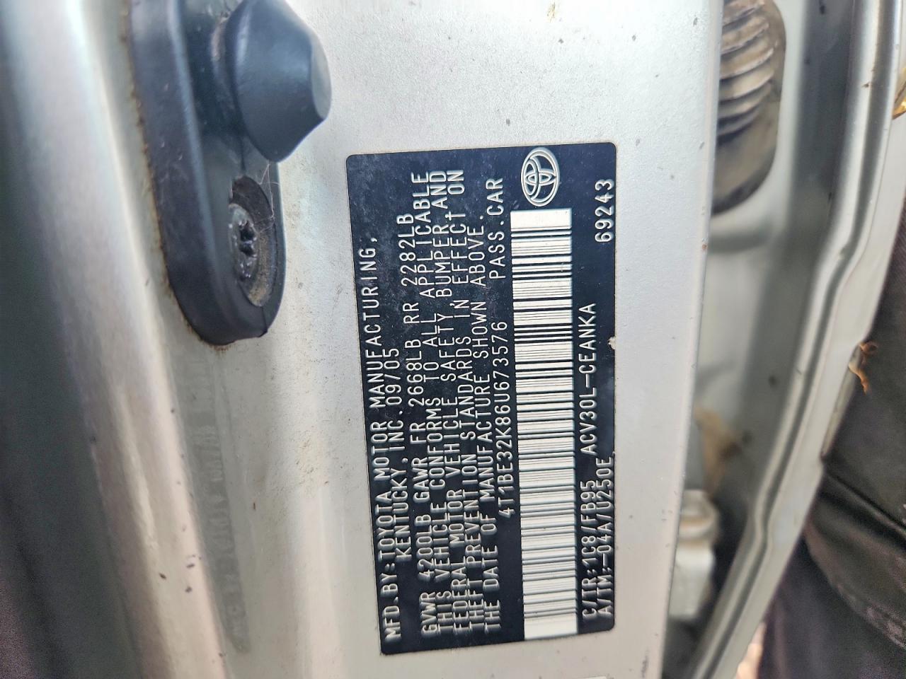 2006 Toyota Camry Le Серебряный vin: 4T1BE32K86U673576