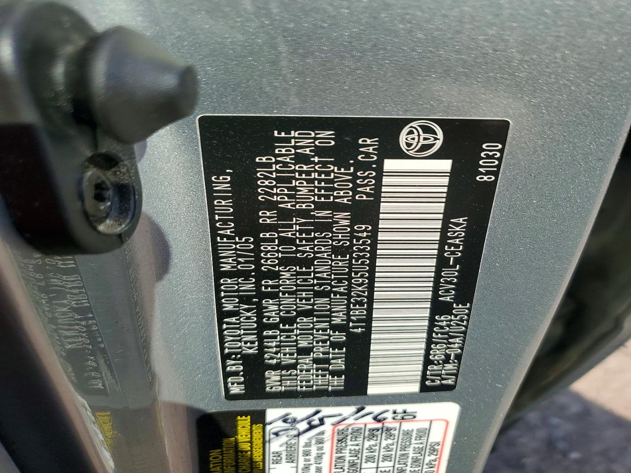 2005 Toyota Camry Se Silver vin: 4T1BE32K95U533549