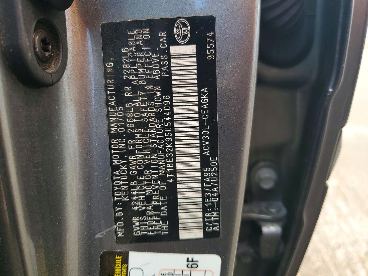 2005 Toyota Camry Xle Gray vin: 4T1BE32K95U544096