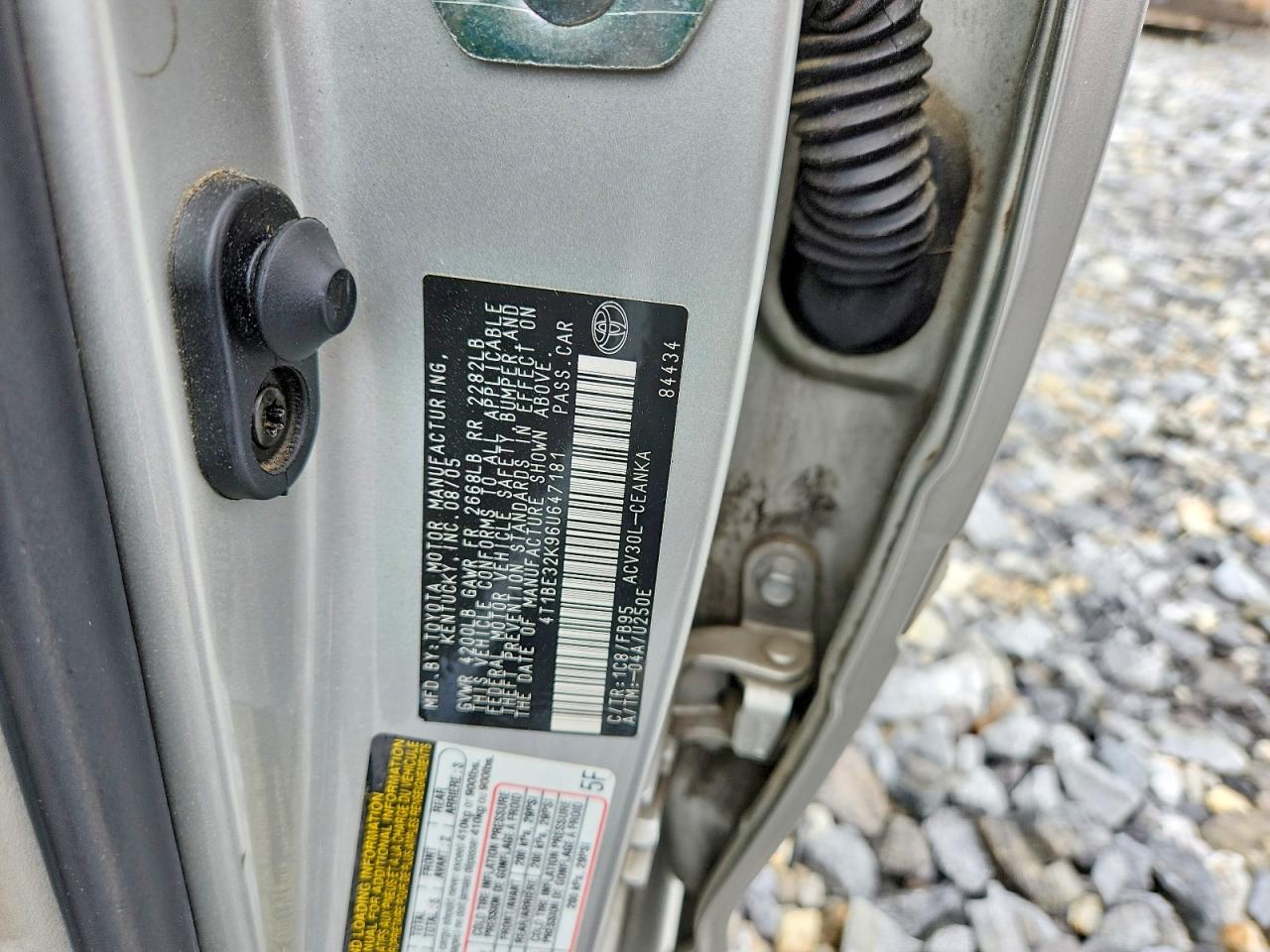 2006 Toyota Camry Le Silver vin: 4T1BE32K96U647181
