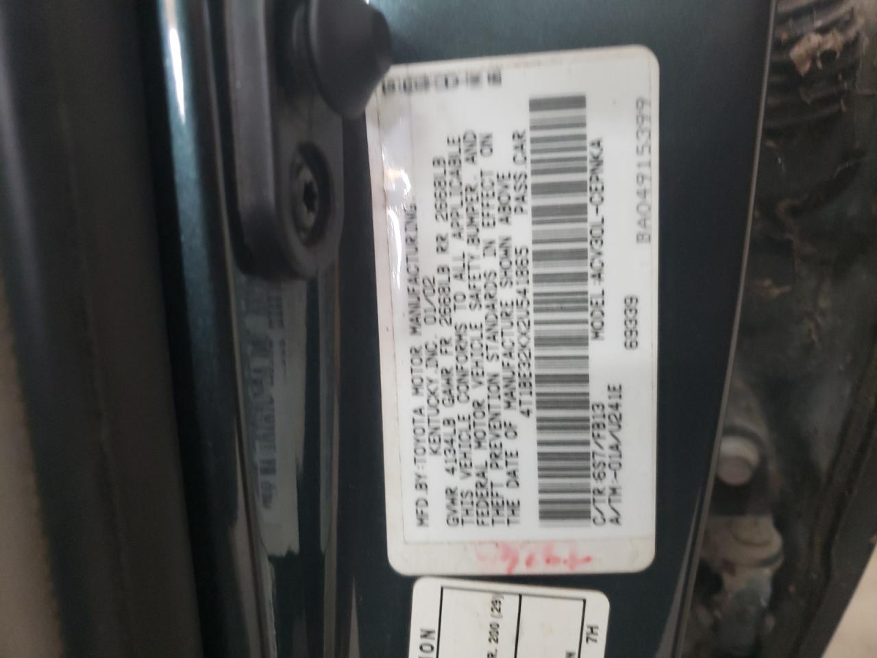 2002 Toyota Camry Gray vin: 4T1BE32KX2U541865