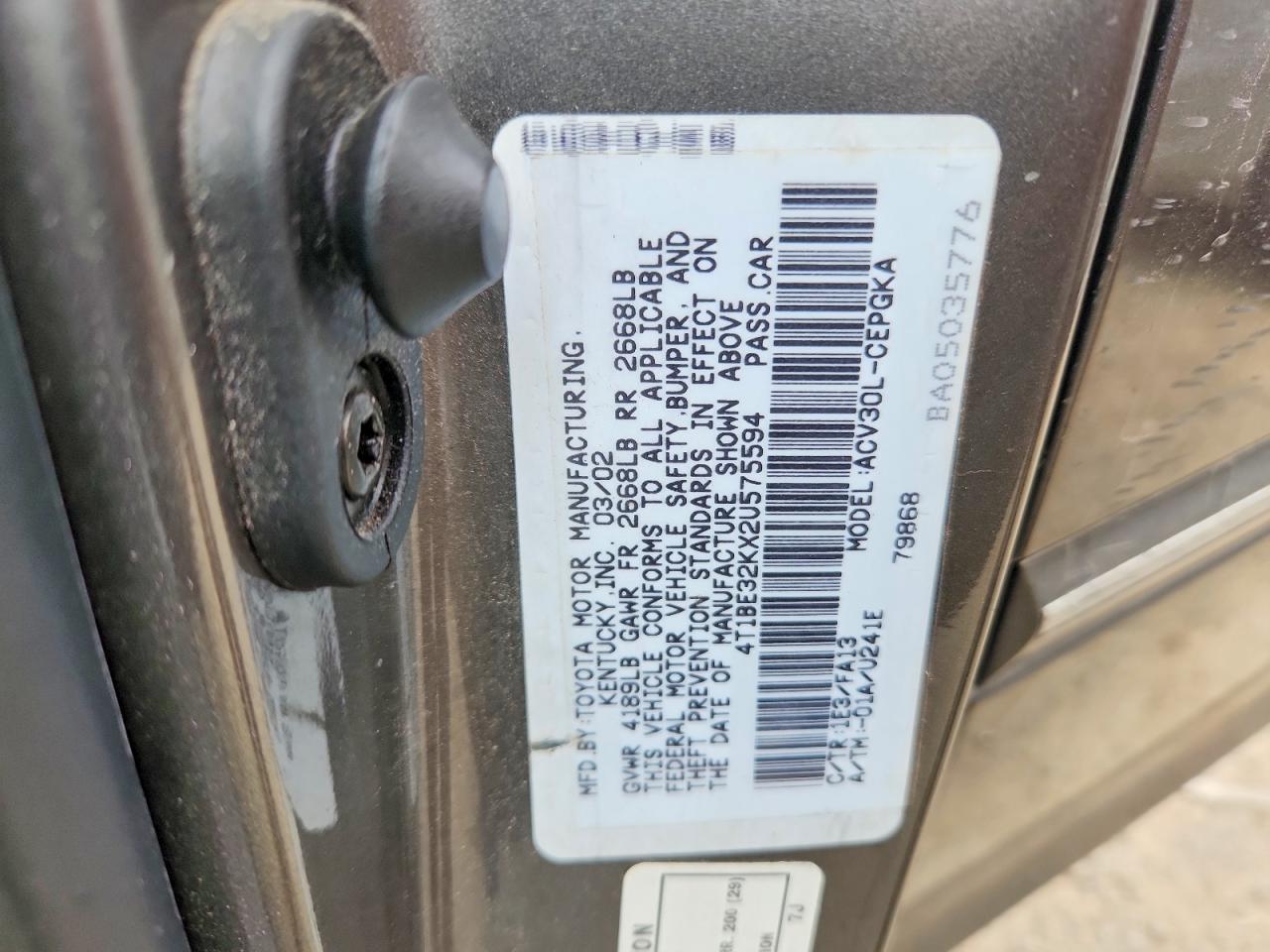 2002 Toyota Camry Xle Tan vin: 4T1BE32KX2U575594