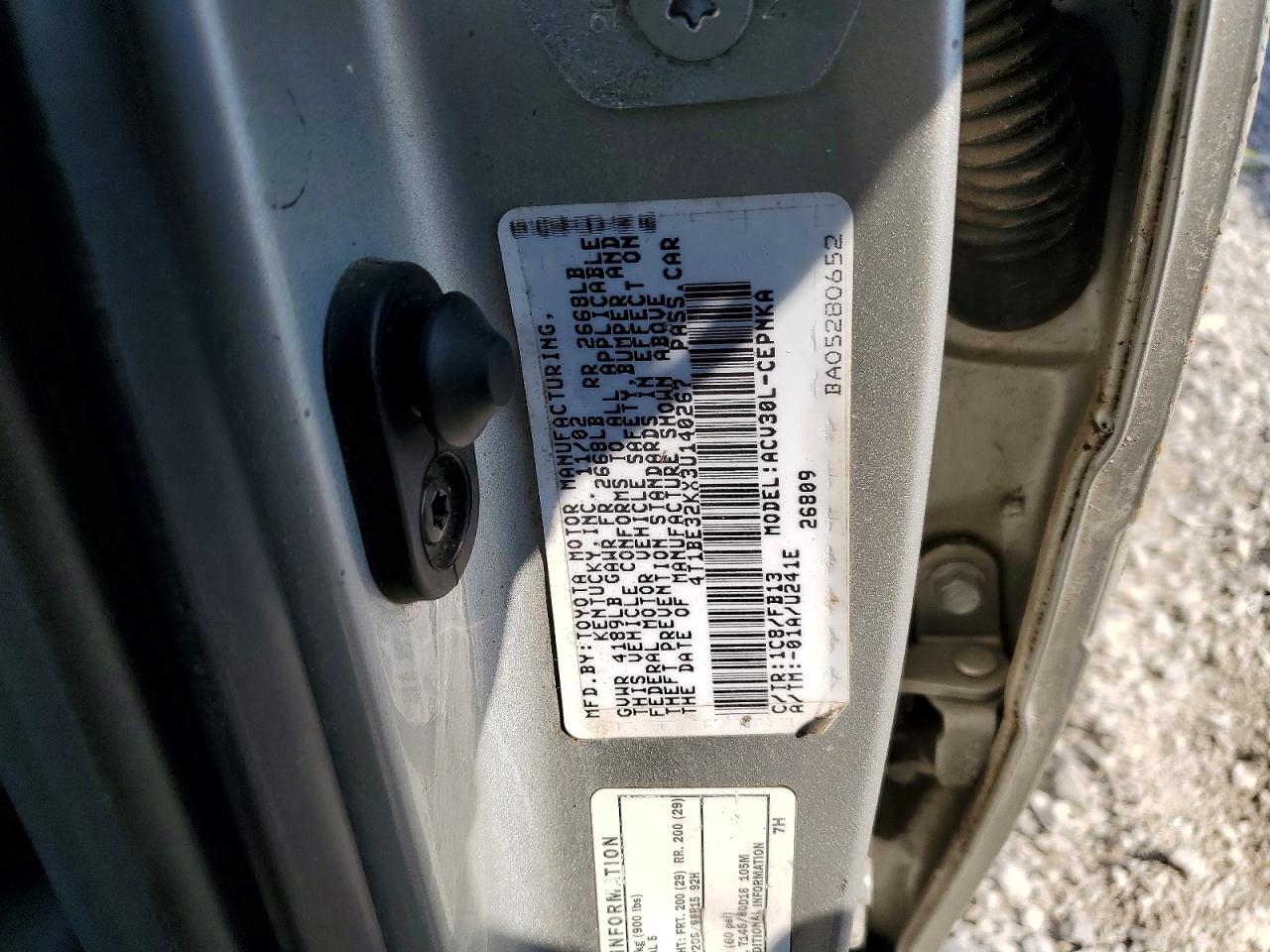 2003 Toyota Camry Le Silver vin: 4T1BE32KX3U140267