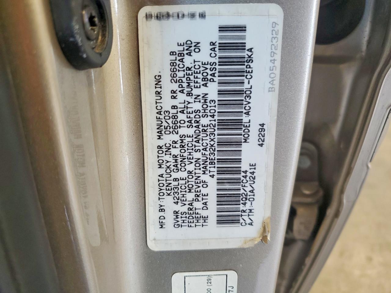 2003 Toyota Camry Se Gold vin: 4T1BE32KX3U214013