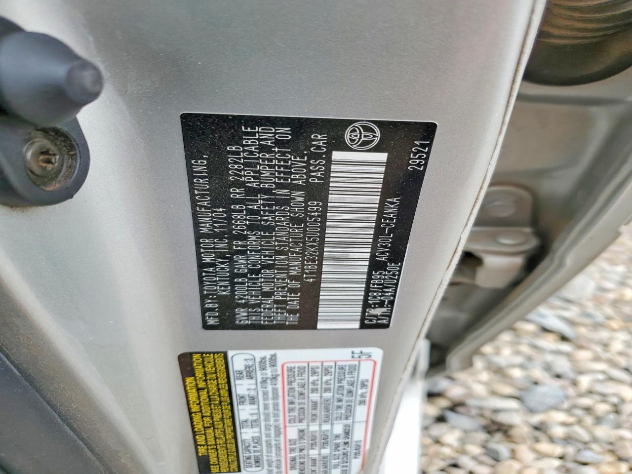 2005 Toyota Camry Le Серебряный vin: 4T1BE32KX5U005499