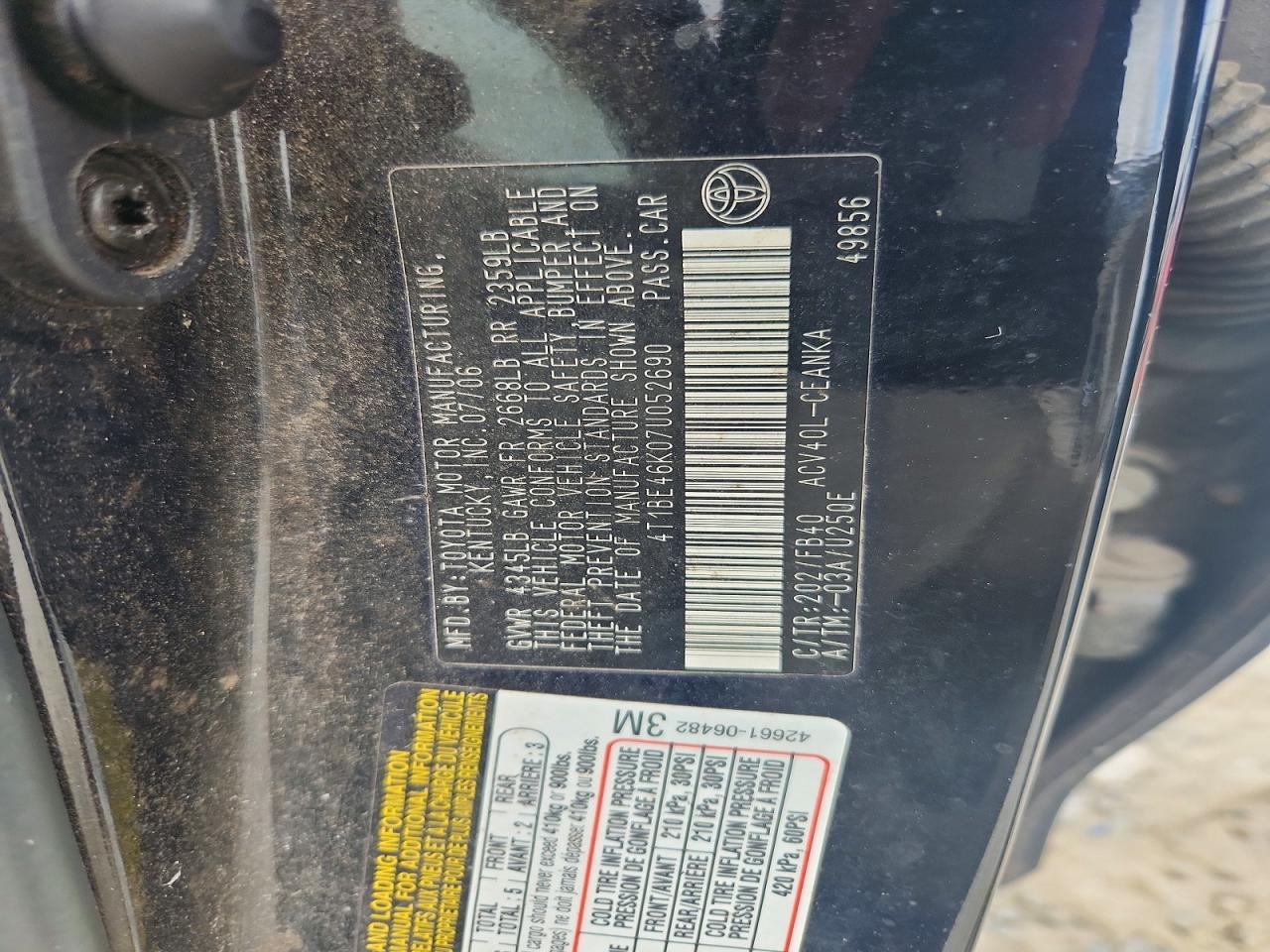 2007 Toyota Camry Le Black vin: 4T1BE46K07U052690