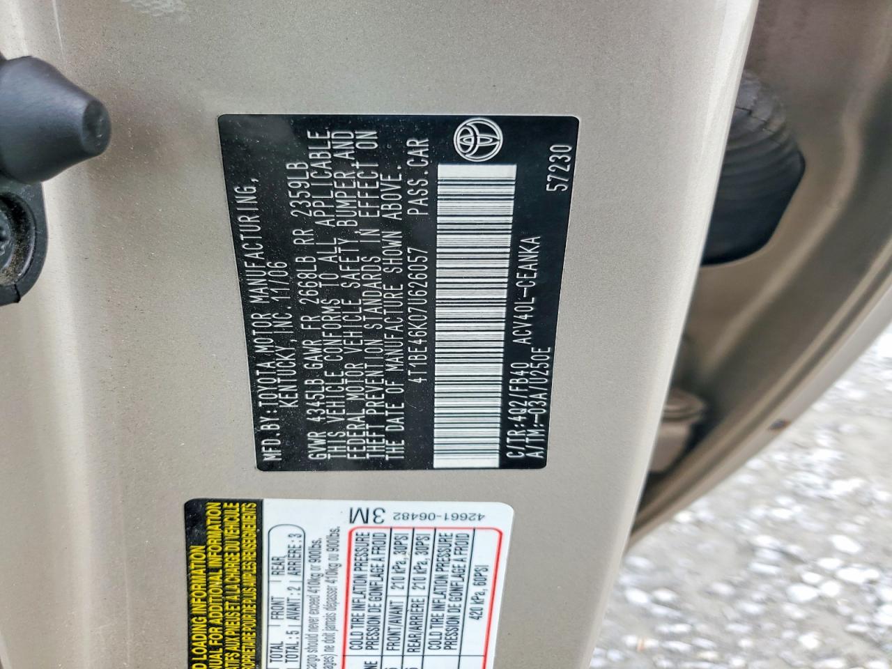 2007 Toyota Camry Le Beige vin: 4T1BE46K07U626057