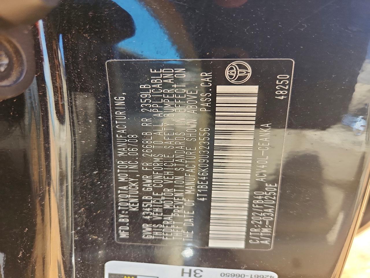 2009 Toyota Camry Le Black vin: 4T1BE46K09U323556
