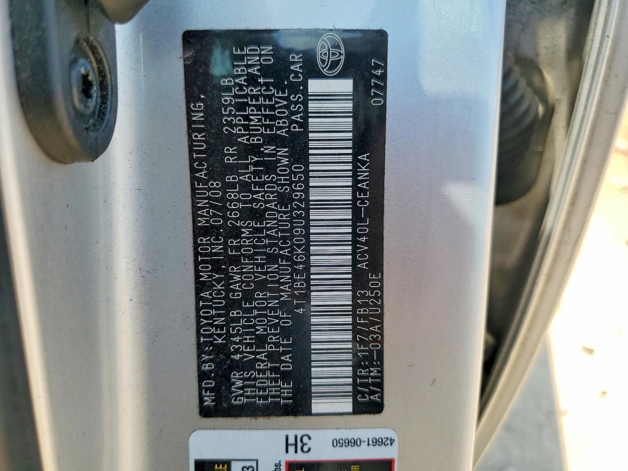 2009 Toyota Camry Base Silver vin: 4T1BE46K09U329650