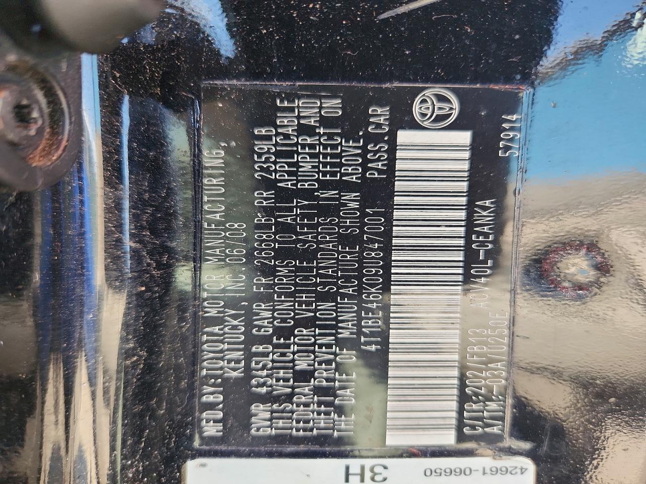 2009 Toyota Camry Le Black vin: 4T1BE46K09U847001