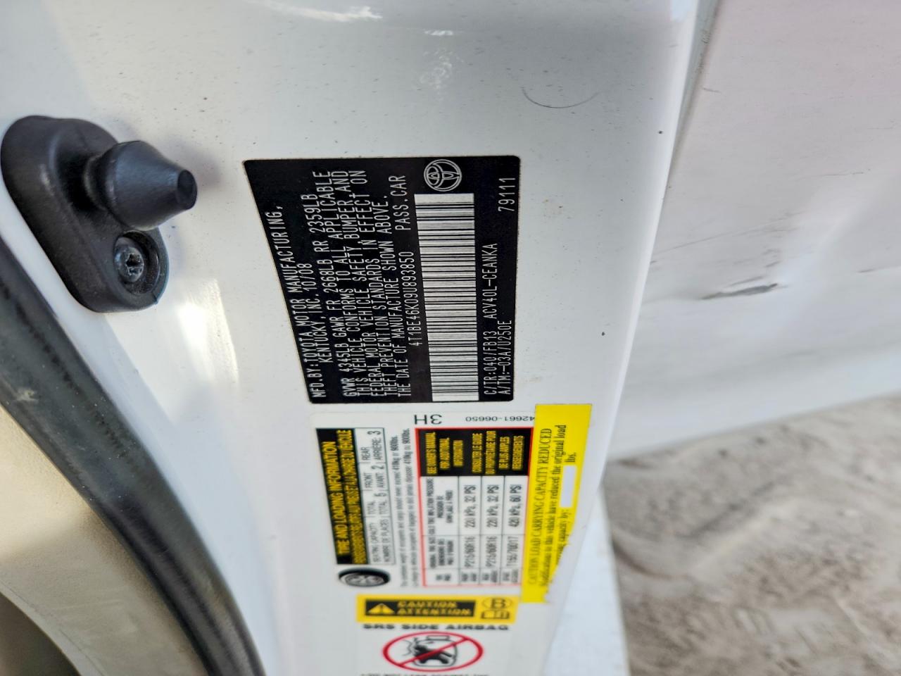 2009 Toyota Camry Le Белый vin: 4T1BE46K09U893850