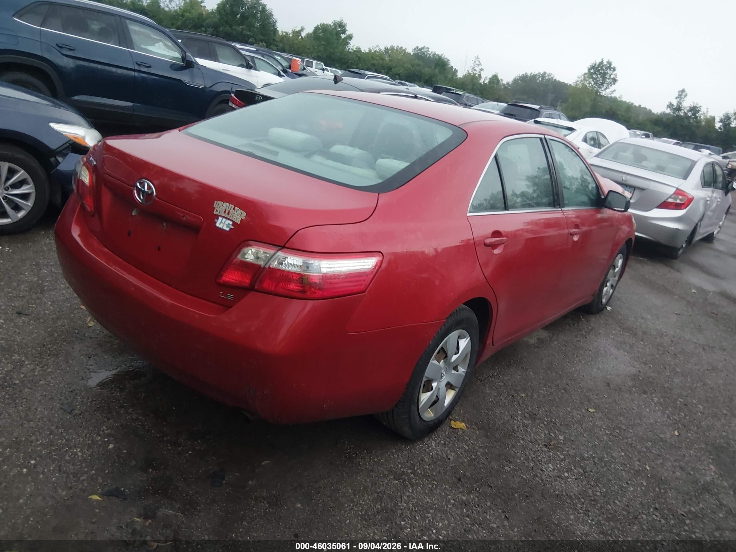 2009 Toyota Camry Le Red vin: 4T1BE46K19U300299