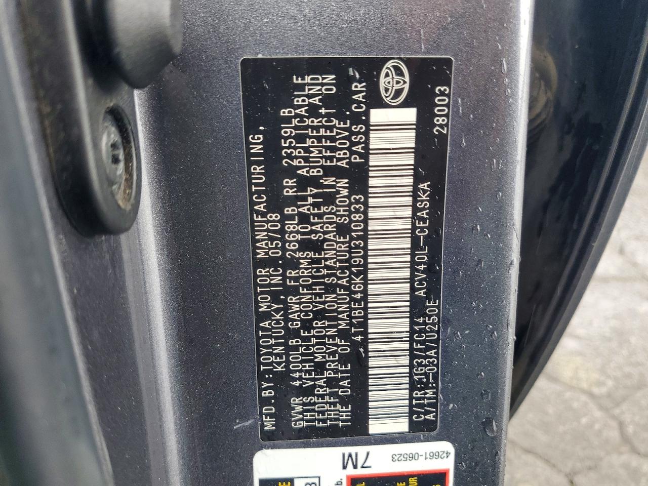 2009 Toyota Camry Se Серый vin: 4T1BE46K19U310833