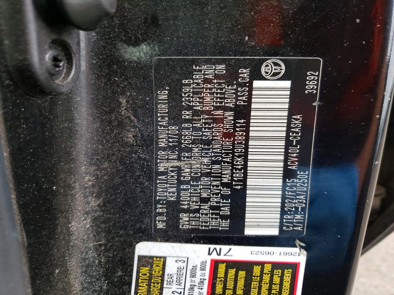 2009 Toyota Camry Se Black vin: 4T1BE46K19U389114