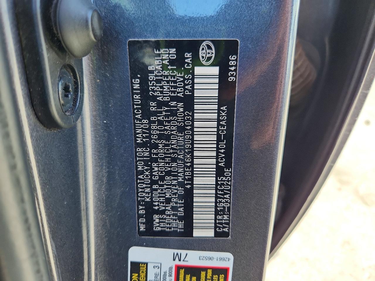 2009 Toyota Camry Se Gray vin: 4T1BE46K19U904032