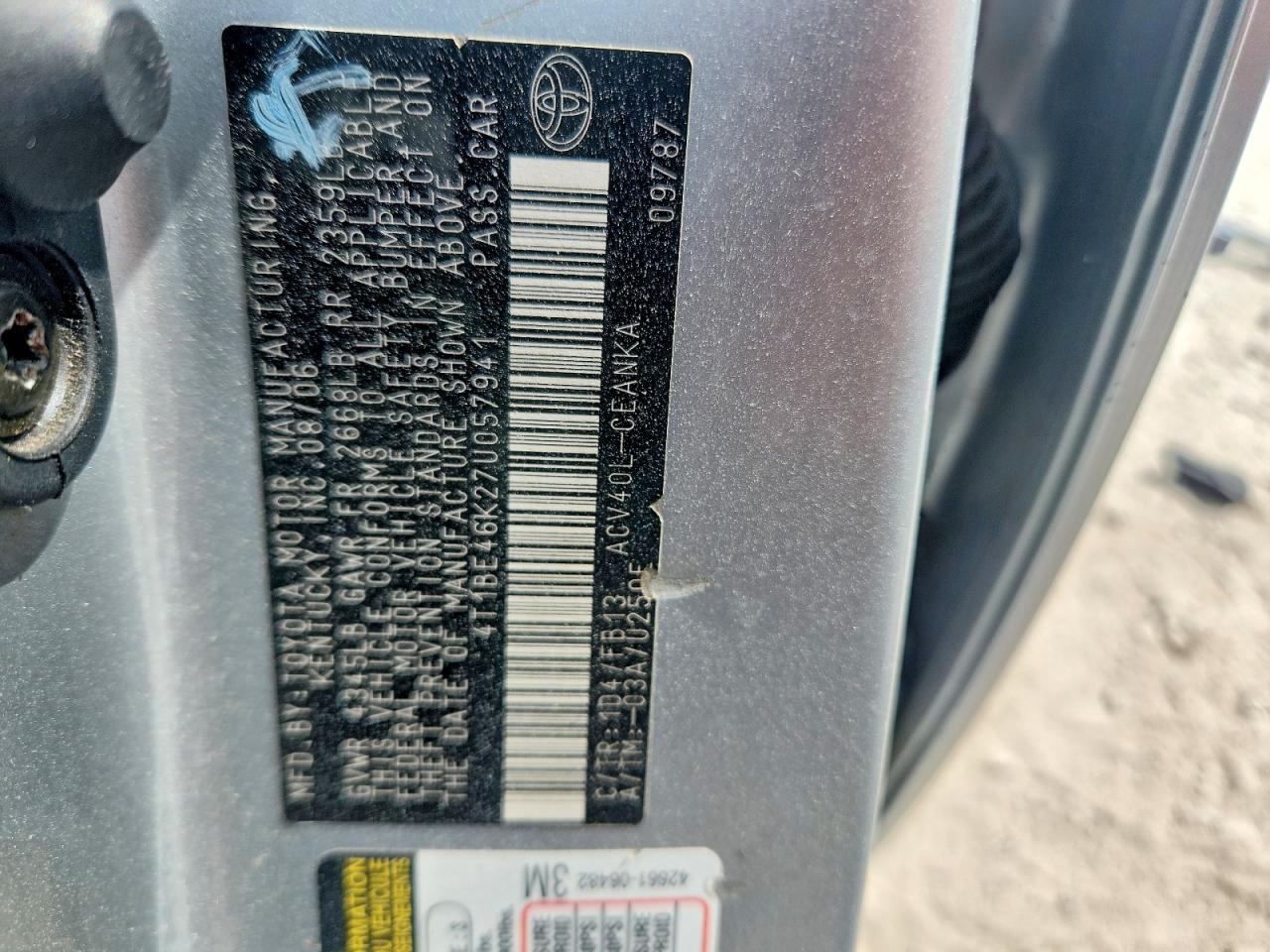2007 Toyota Camry Le Silver vin: 4T1BE46K27U057941