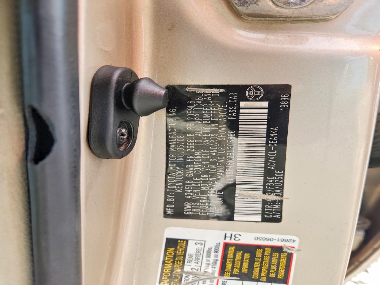 2009 Toyota Camry Le Золотой vin: 4T1BE46K29U305866