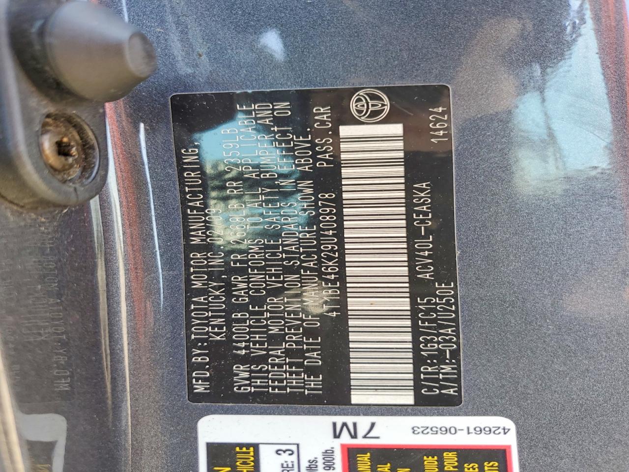 2009 Toyota Camry Se Gray vin: 4T1BE46K29U408978
