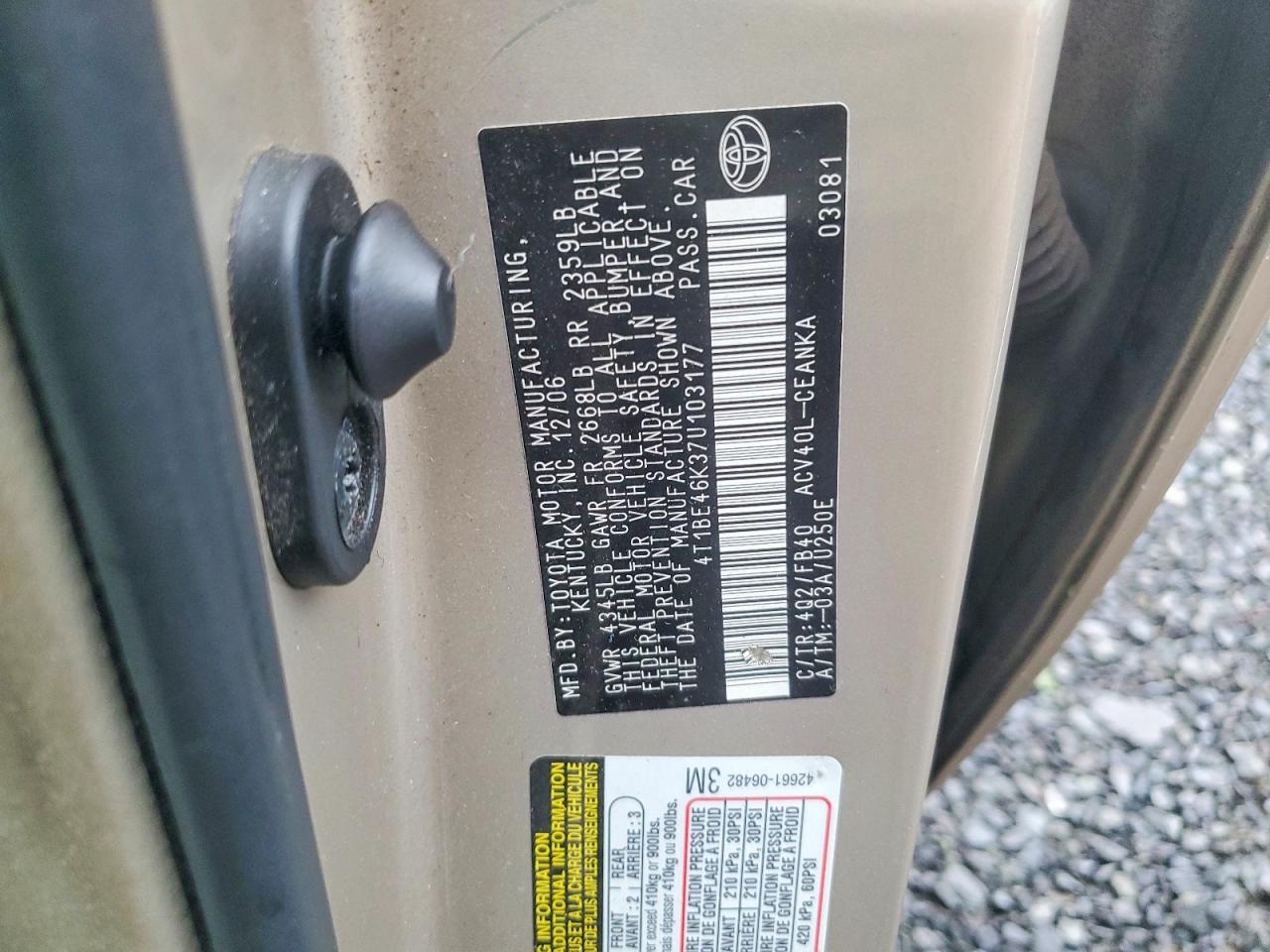 2007 Toyota Camry Le Желто-коричневый vin: 4T1BE46K37U103177