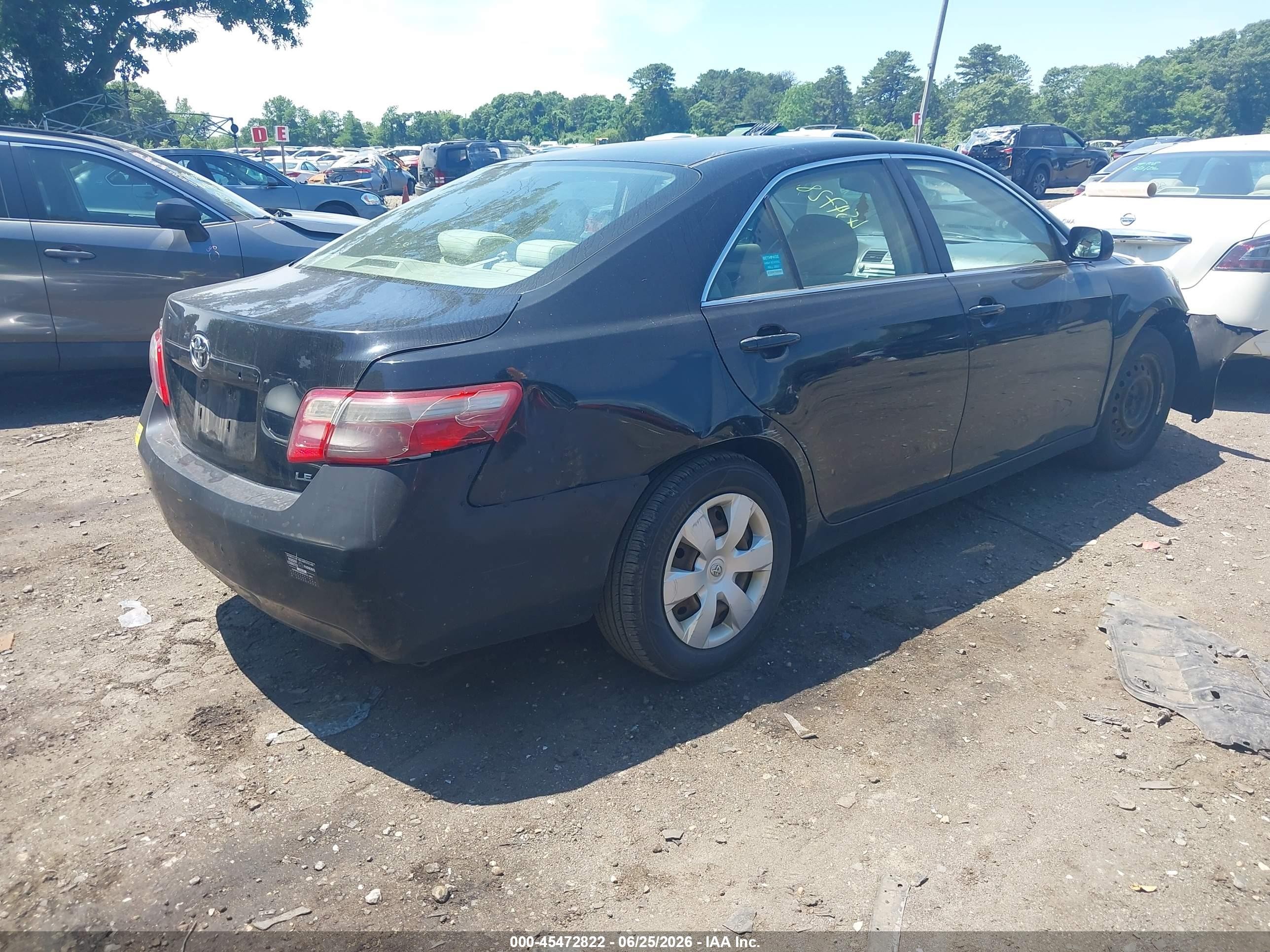 2007 Toyota Camry Le Black vin: 4T1BE46K37U110582